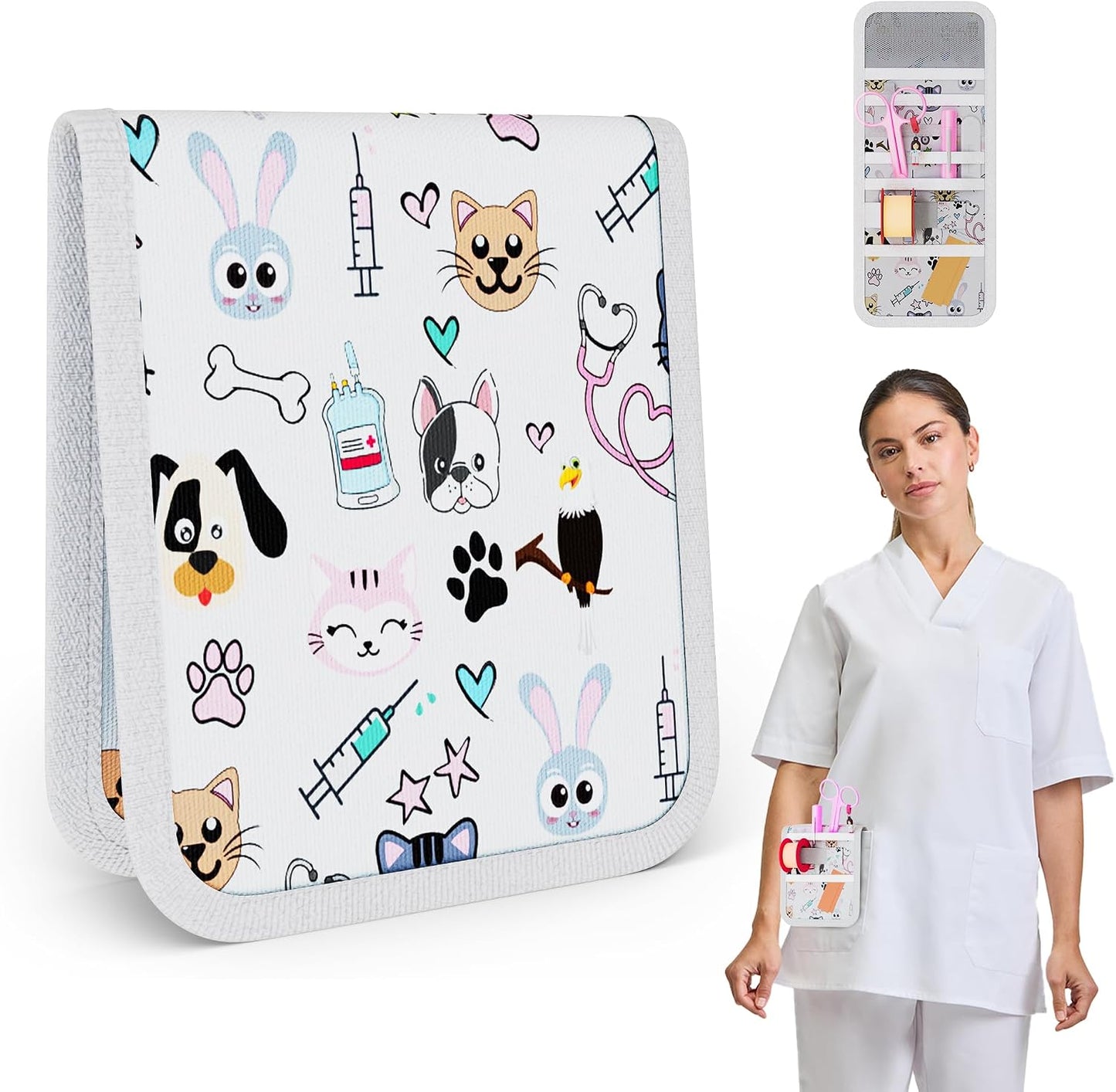 Nurse By Aqos | Organizador de Bolsillo Enfermeria | Ideal para Enfermeras - Bolsillo Enfermera Organizador - TCAE - Enfermeras Saturadas. (Animales)