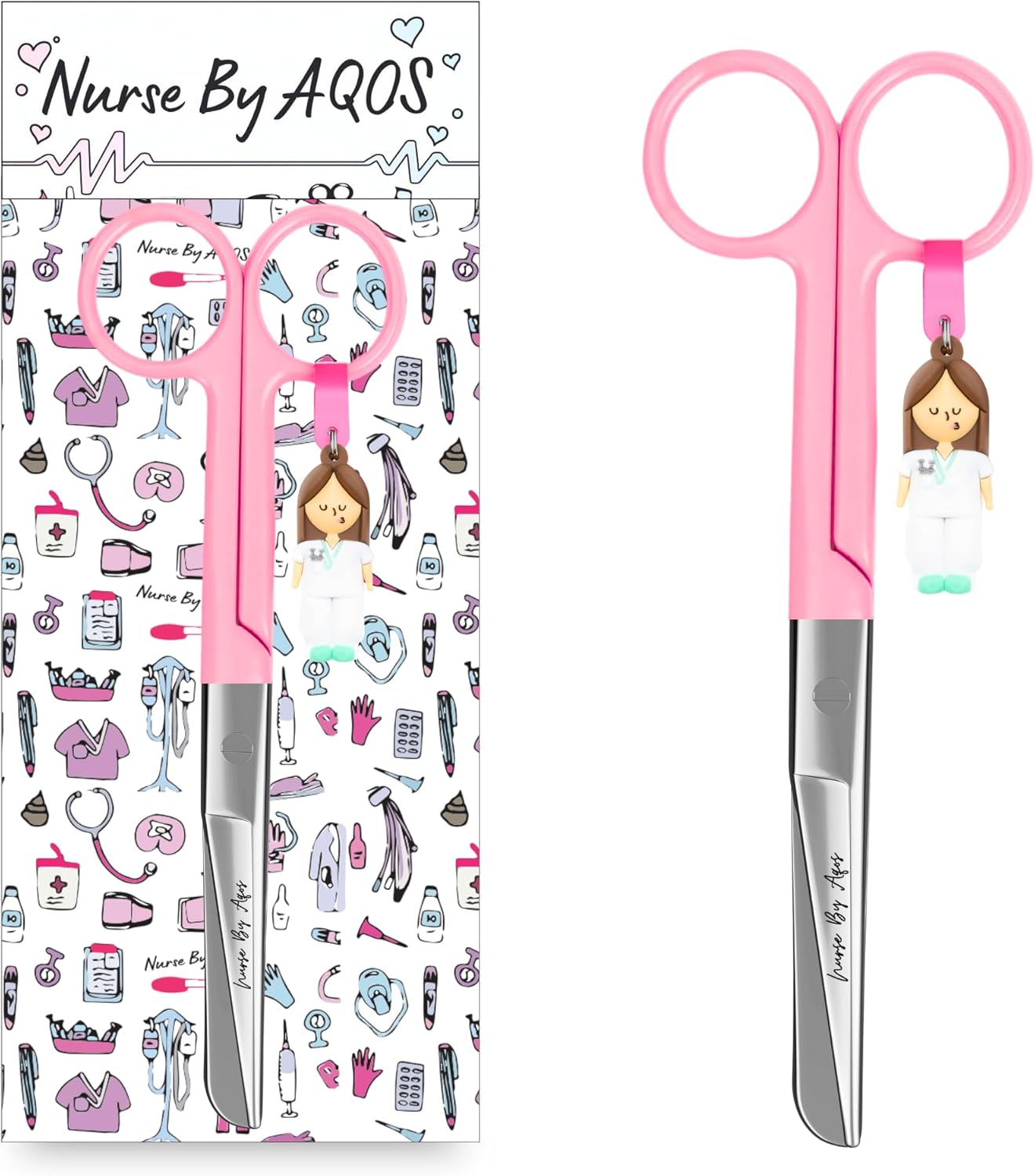 Nurse By Aqos | Tijeras Punta Afilada Rosas para Enfermería