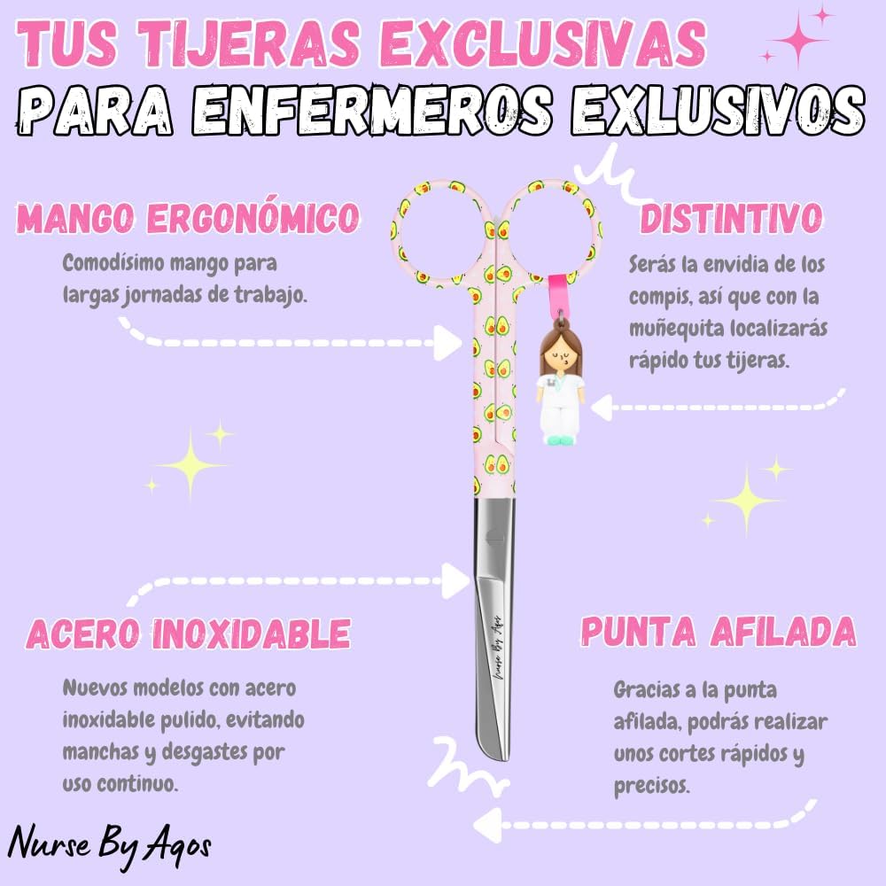 Tijeras rectas punta afilada — Aguacate Rosa