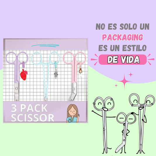 Nurse By Aqos | Tijeras Enfermeria (SET 3 UNIDADES): Tijera de Vendaje + Kocher + Tijera Punta Redonda - Ideal Para Enfermera En Apuros y TCAE | Acero Inoxidable Pulido - Llavero Distintivo