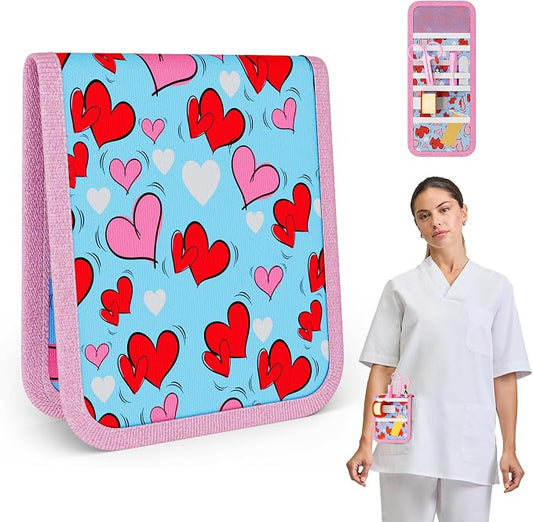 Nurse By Aqos | Organizador de Bolsillo Enfermeria | Ideal para Enfermeras - Bolsillo Enfermera Organizador - TCAE - Enfermeras Saturadas. (Corazones)