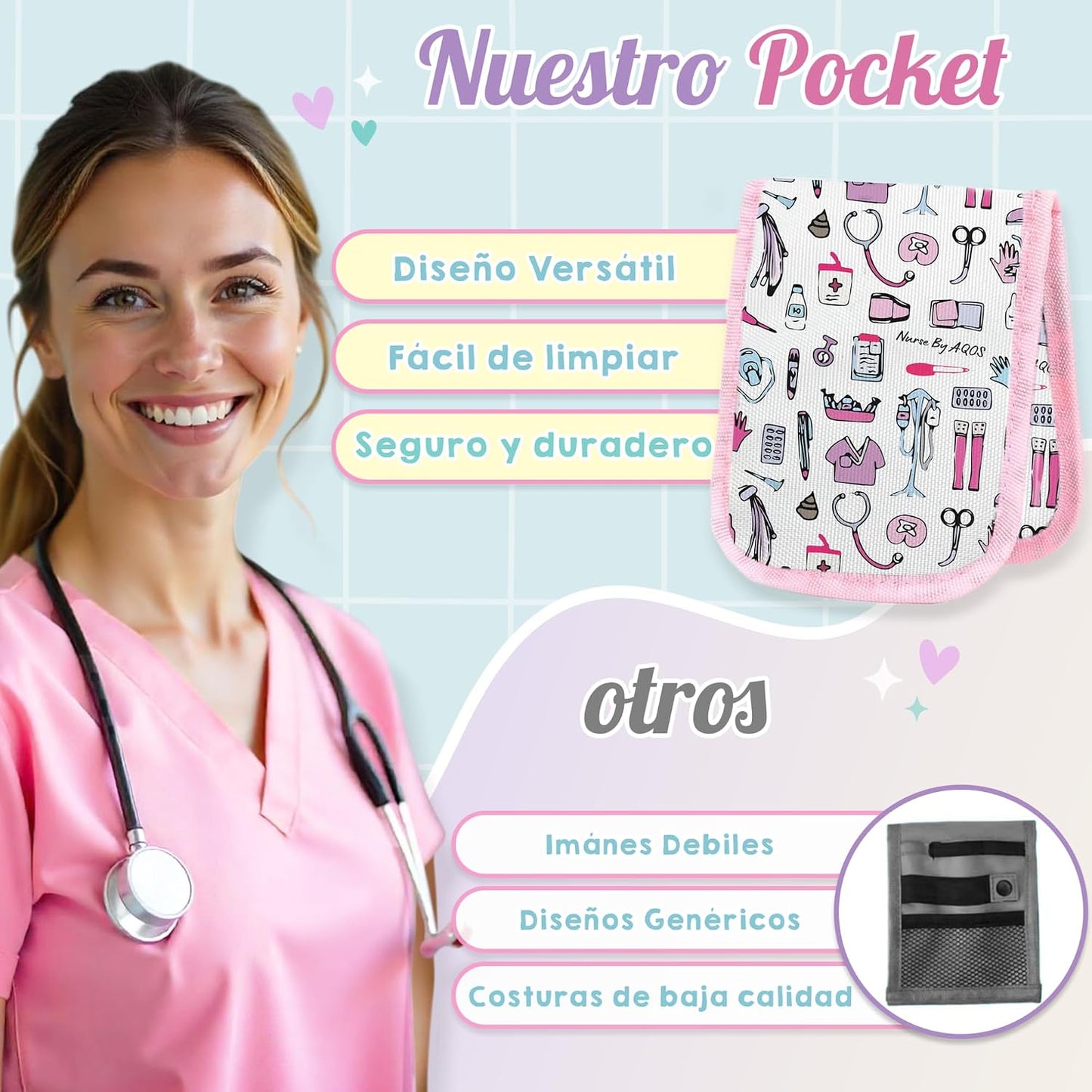 Salvabolsillos organizador de enfermería — Cosas de Enfermería Rosa