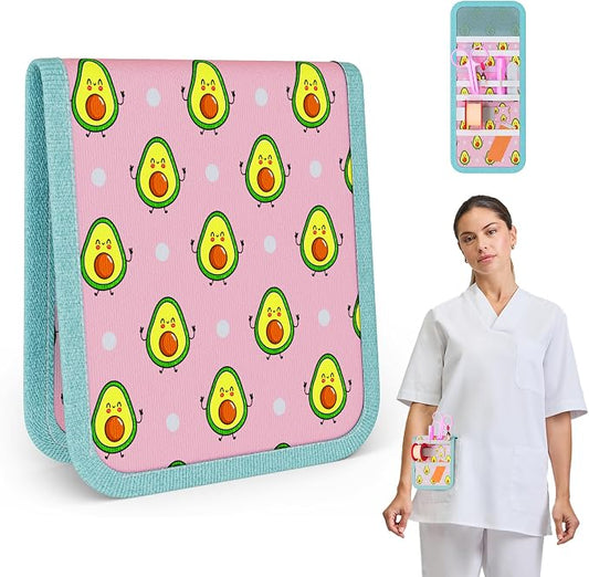AQOS Organizador de Bolsillo Enfermeria | Ideal para Enfermeras - Bolsillo Enfermera Organizador - TCAE - Enfermeras Saturadas. (Aguacate Rosa)